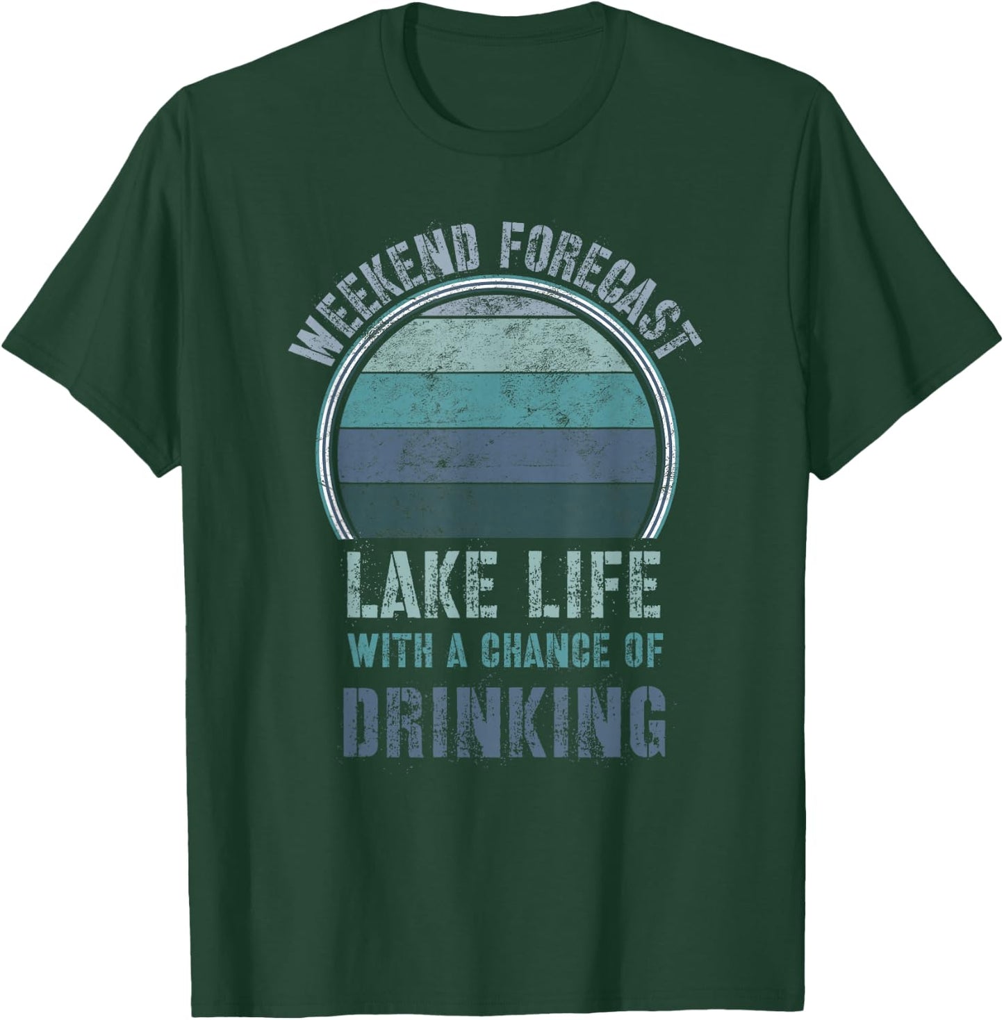 Retro Lake Life Apparel Lake Lover Weekend Forecast Drinking T-Shirt - T-Shirt | Forest
