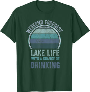 Retro Lake Life Apparel Lake Lover Weekend Forecast Drinking T-Shirt - T-Shirt | Forest