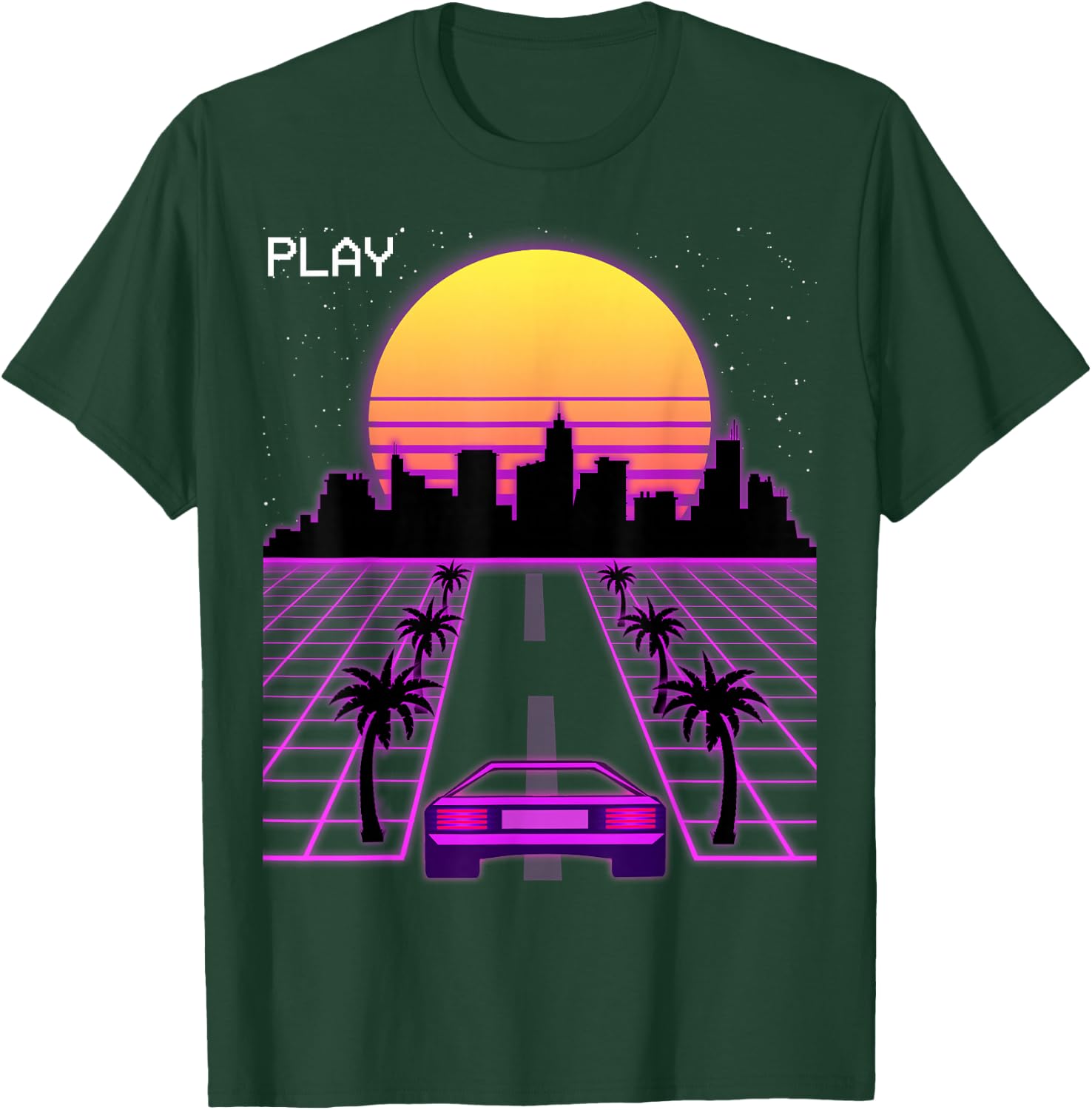 Vaporwave Sunset Synthwave Cyberpunk Outrun 80s Men Women T-Shirt - T-Shirt | Forest