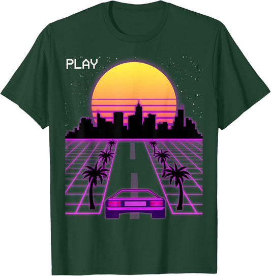 Vaporwave Sunset Synthwave Cyberpunk Outrun 80s Men Women T-Shirt - T-Shirt | Forest