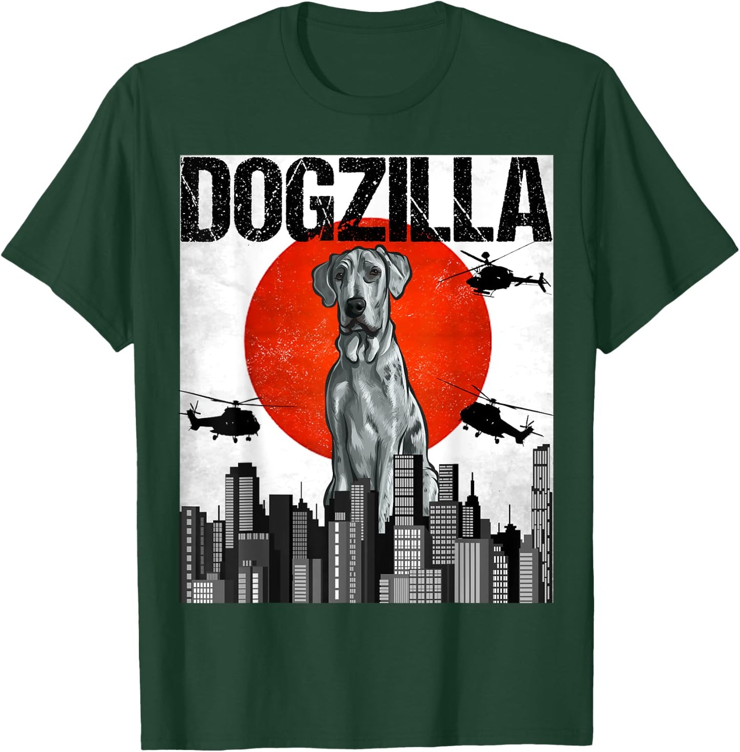 Funny Vintage Japanese Dogzilla Blue Merle Dane T-Shirt - T-Shirt | Forest