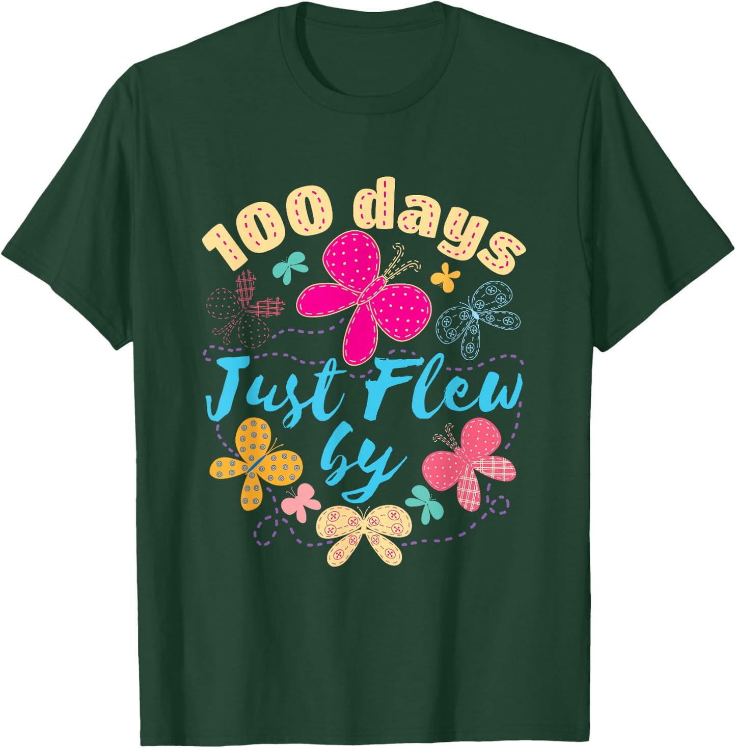100 Days of School Butterfly Girls 100 Days Just Flew By T-Shirt - T-Shirt | Forest