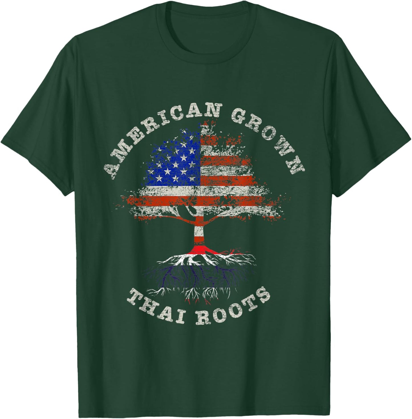 American Grown Thai Roots Thailand T-Shirt - T-Shirt | Forest