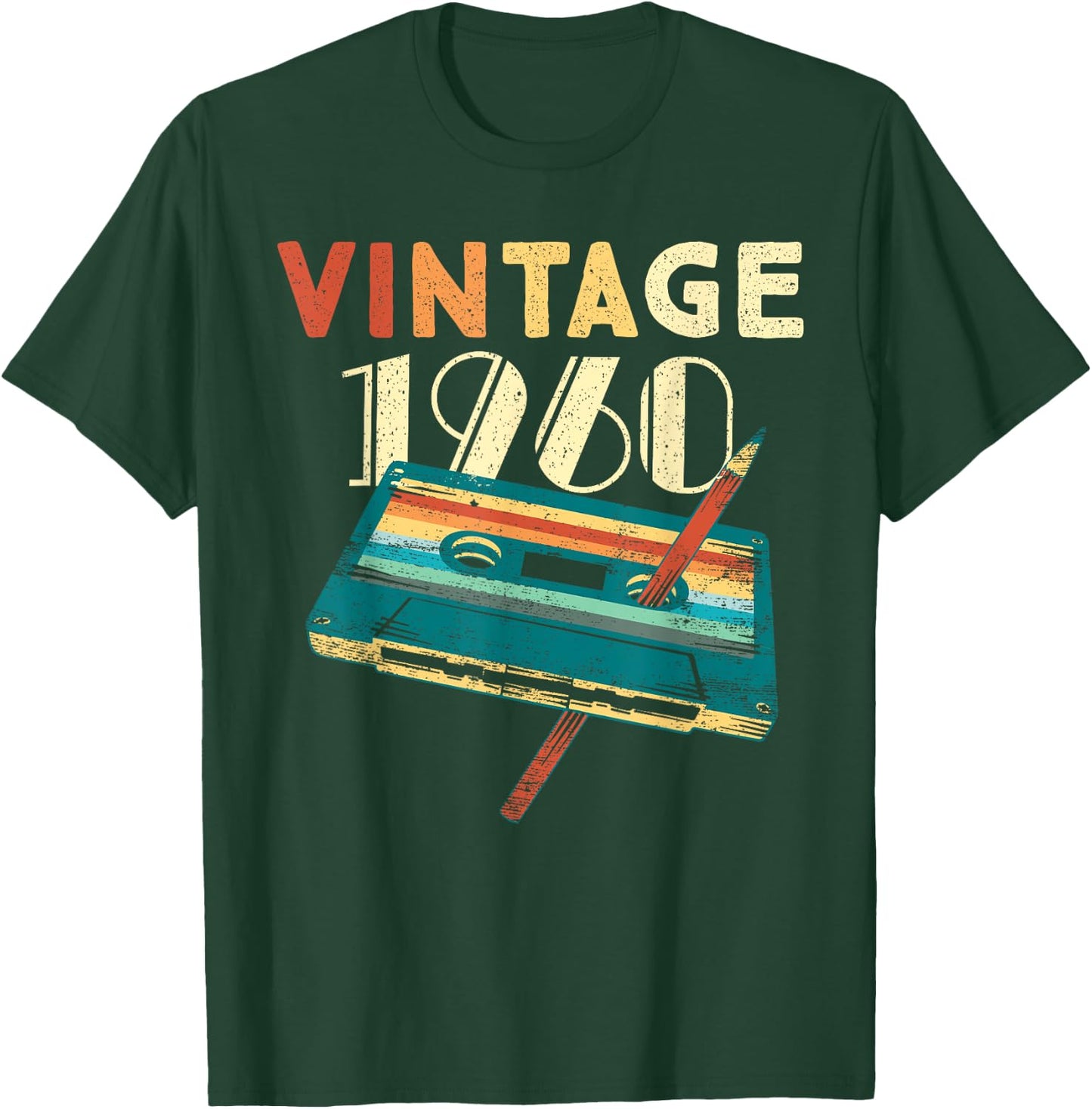 65 Years Old Gifts Vintage 1960 Music Cassette 65th Birthday T-Shirt - T-Shirt | Forest