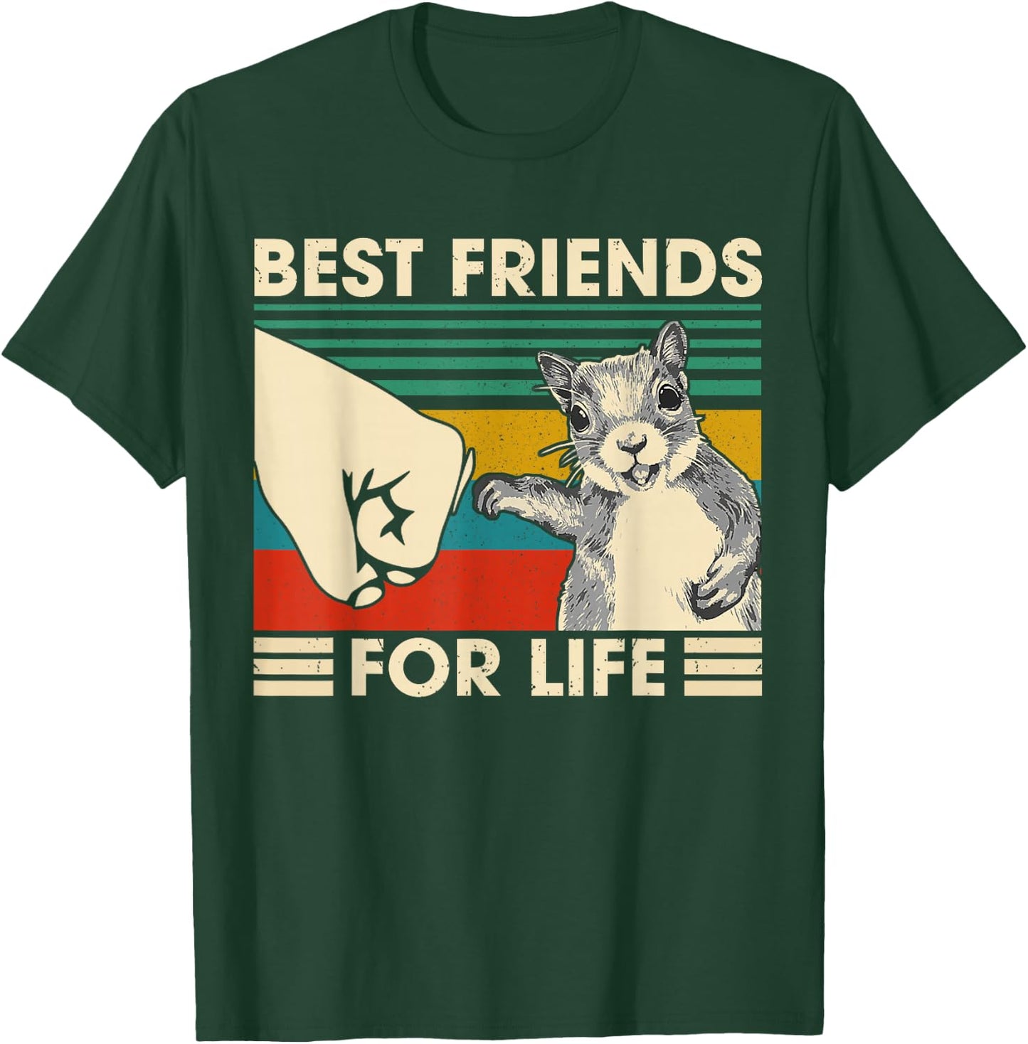 Retro Vintage Squirrel Best Friend for Life Fist Bump Small T-Shirt - T-Shirt | Forest