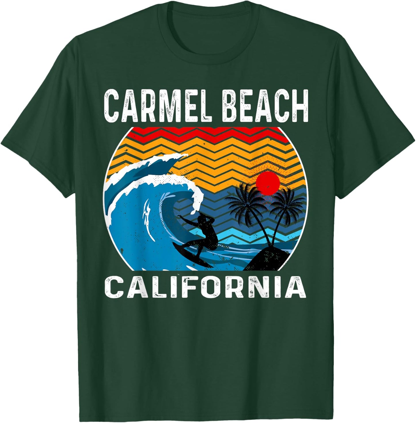 Carmel Beach California Surfboard Surfing T-Shirt - T-Shirt | Forest