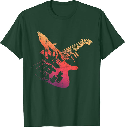 Bass Guitar Player Vintage Retro Gift Bassist T-Shirt - T-Shirt | Forest