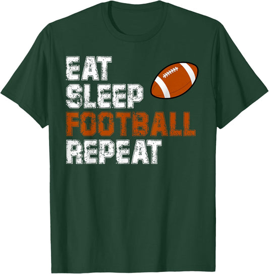 Eat Sleep Football Repeat Vintage Love Football T-Shirt - T-Shirt | Forest