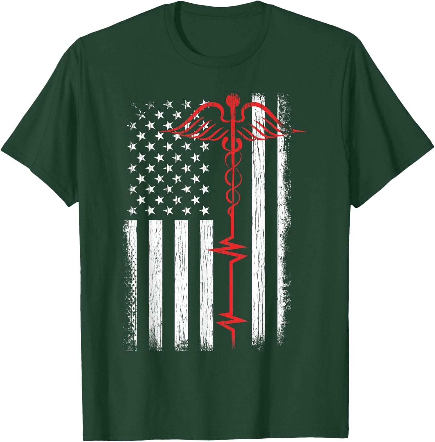 Patriot Apparel Nurse Hospital Health America USA T-Shirt - T-Shirt | Forest