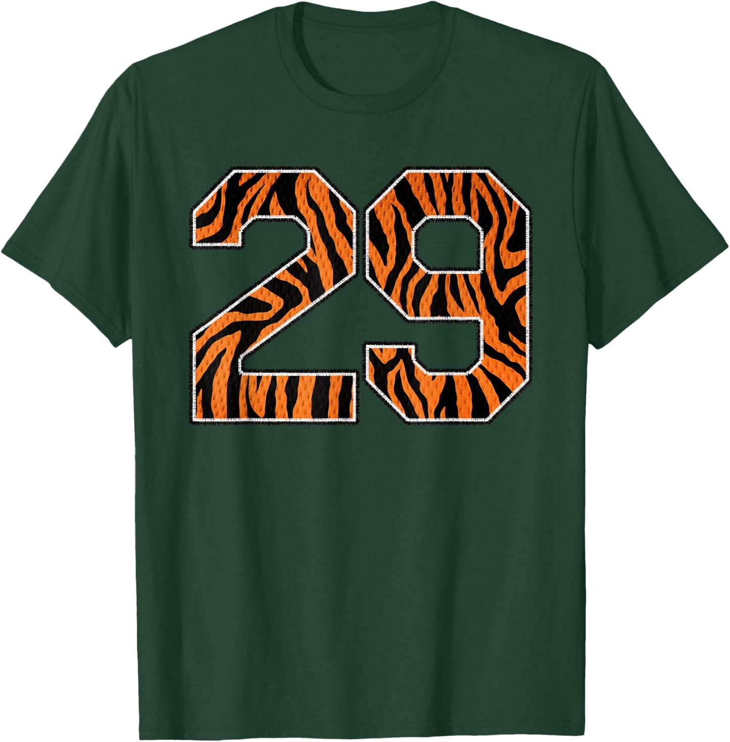 Number 29 in Orange Tiger Print Fanwear Sports Jersey Player T-Shirt - T-Shirt | Forest