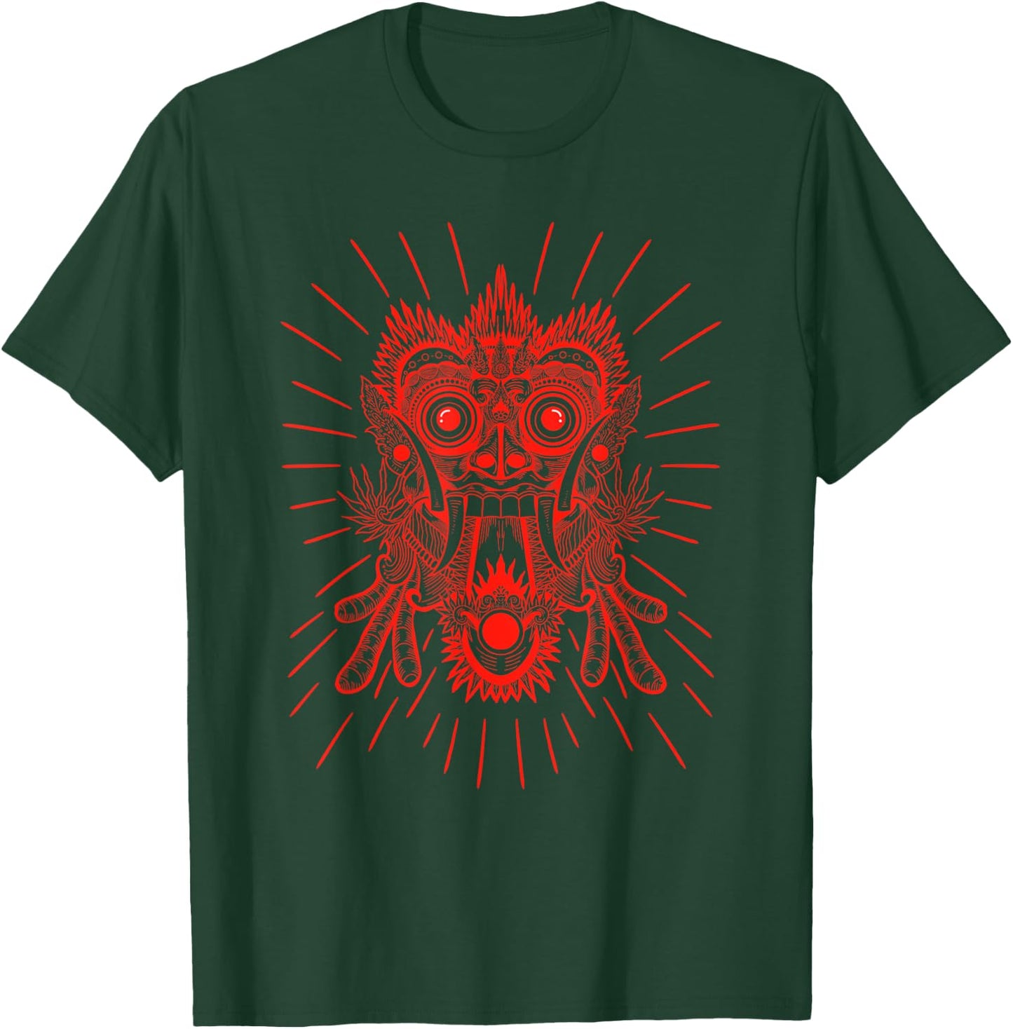 Red Barong Bali Mask Indonesia Art Travel Bali Lover T-Shirt - T-Shirt | Forest