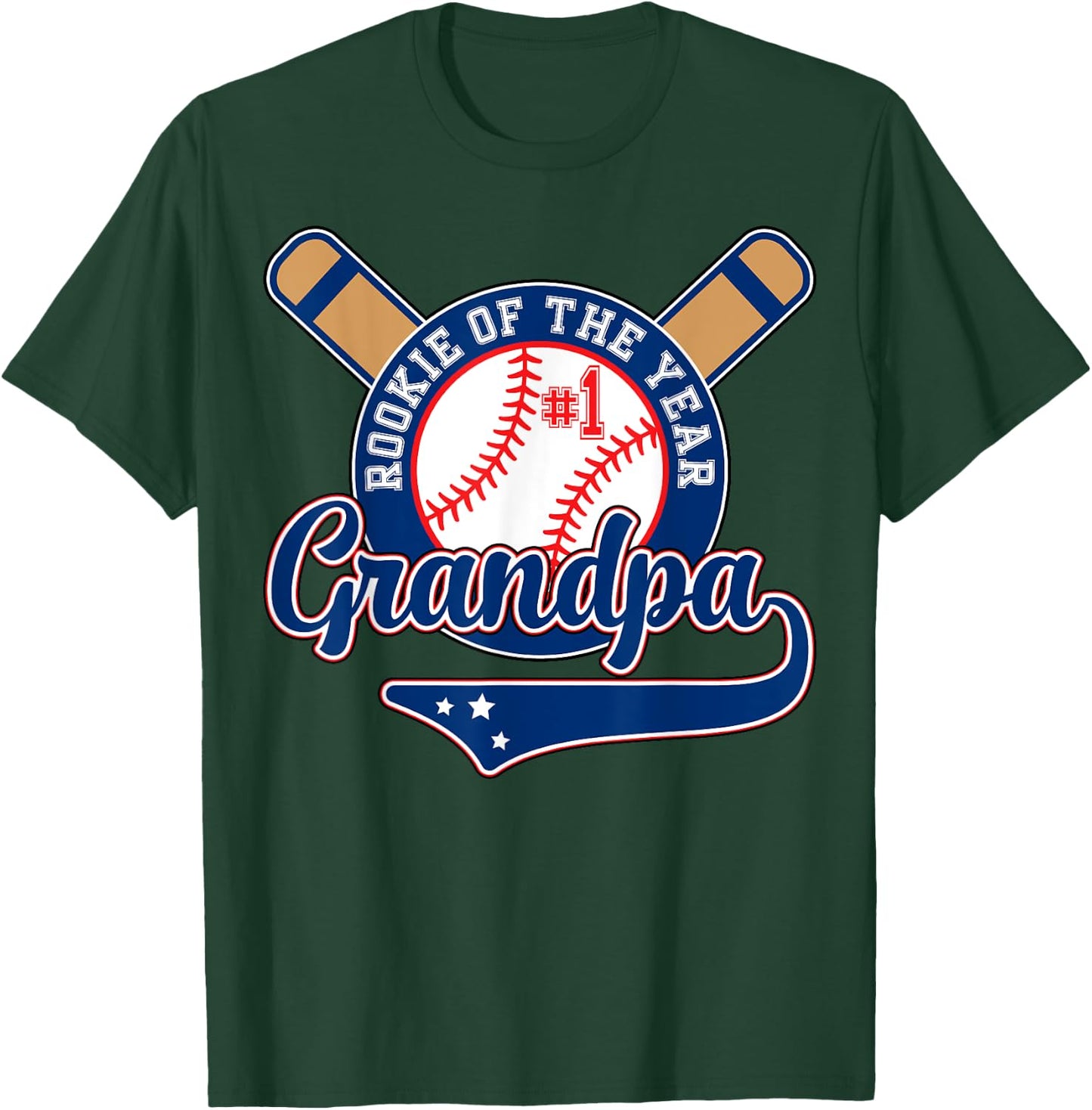 Grandpa Rookie of Year 1st Birthday Baseball Theme Matching T-Shirt - T-Shirt | Forest