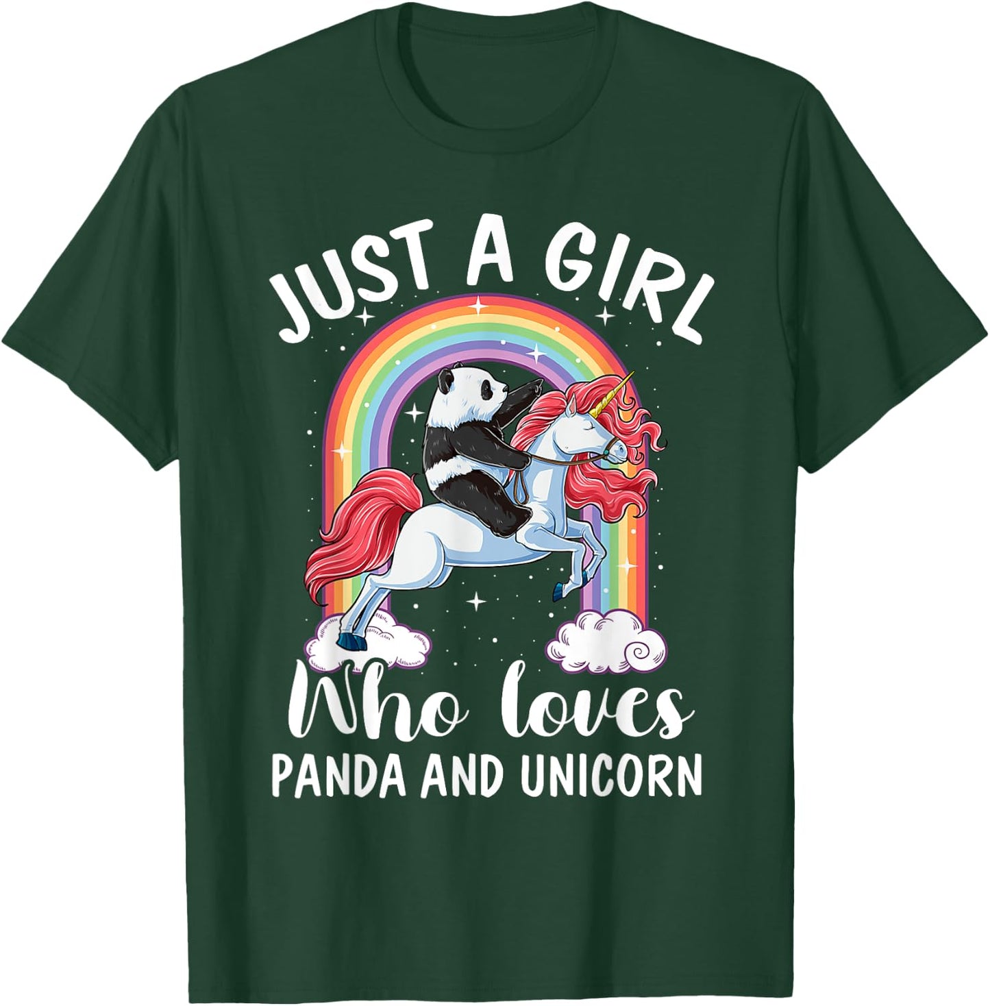 Just A Girl Who Loves Pandas And Unicorns Panda Ride Unicorn T-Shirt - T-Shirt | Forest