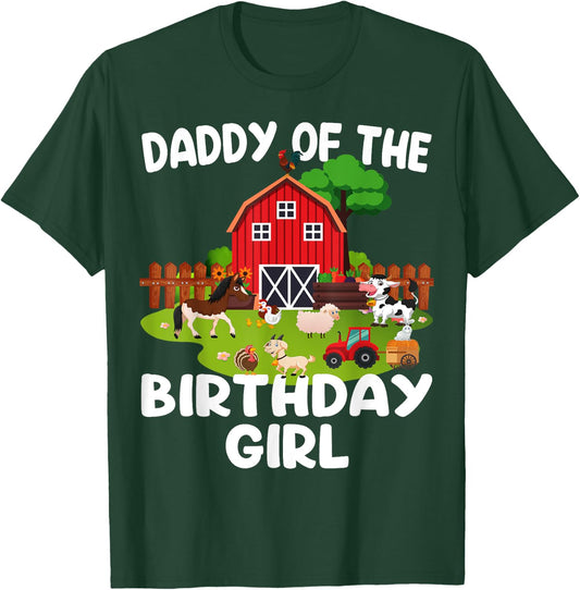 Barnyard Birthday Farm Animals Dad Birthday Girl T-Shirt - T-Shirt | Forest