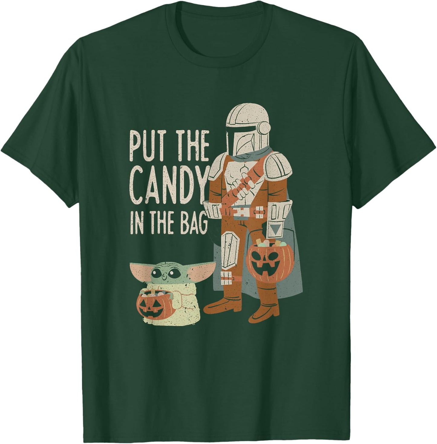 Star Wars The Mandalorian Halloween Put The Candy Distressed T-Shirt - T-Shirt | Forest