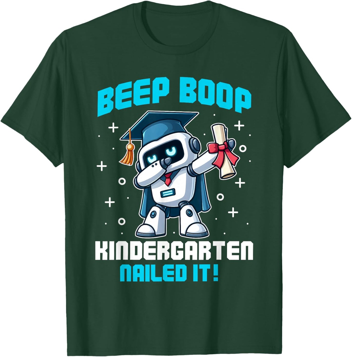 Dabbing Robot Kindergarten Graduation Cap Diploma Boys Kids T-Shirt - T-Shirt | Forest