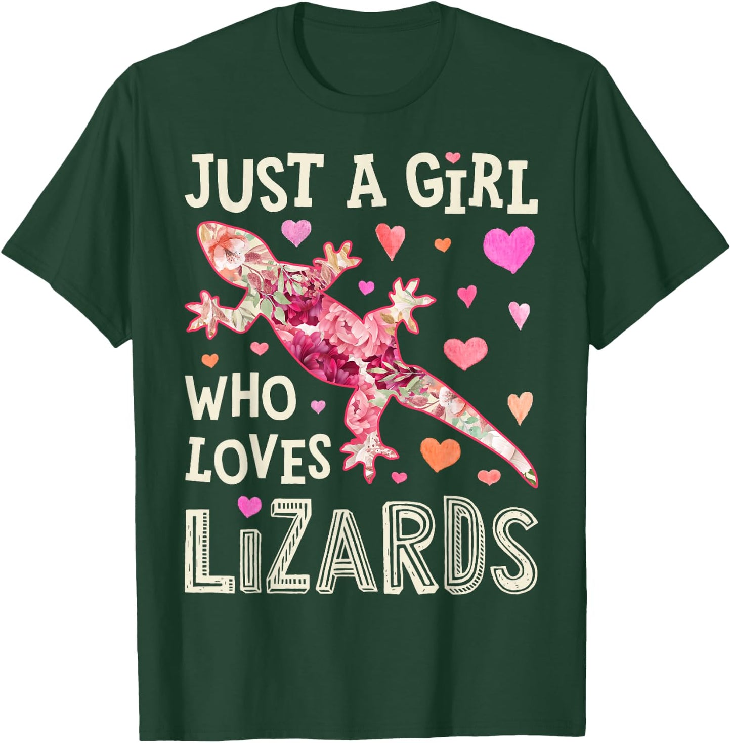 Lizard Just A Girl Who Loves Lizards Flower Women Floral T-Shirt - T-Shirt | Forest