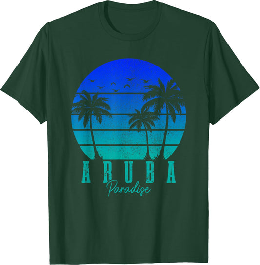 Aruba Vintage Surfer Caribbean T-Shirt - T-Shirt | Forest