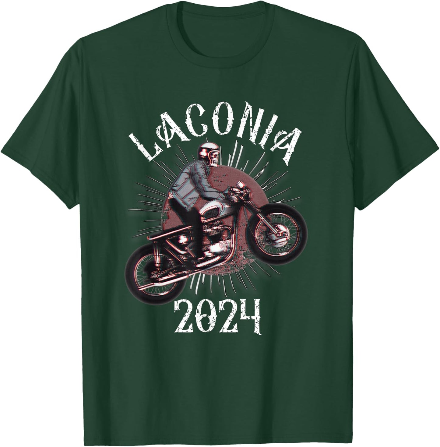 Vintage Laconia Bike Rally 2024 Weirs Beach NH Skull Biker T-Shirt - T-Shirt | Forest