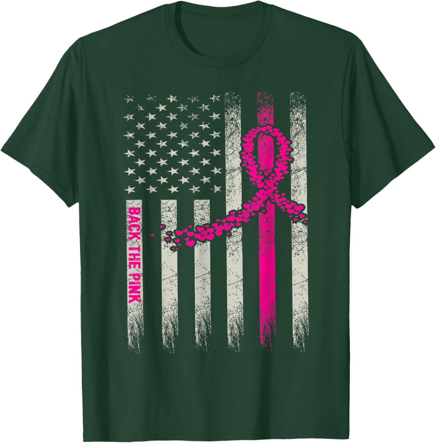 Back The Pink Breast Cancer Awareness Flag Toddler Women Men T-Shirt - T-Shirt | Forest