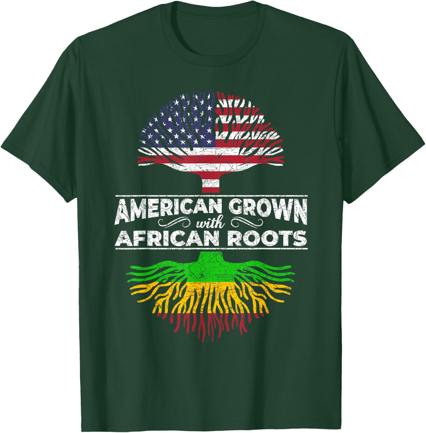 US Flag Pride African American Heritage Black History Month T-Shirt - T-Shirt | Forest