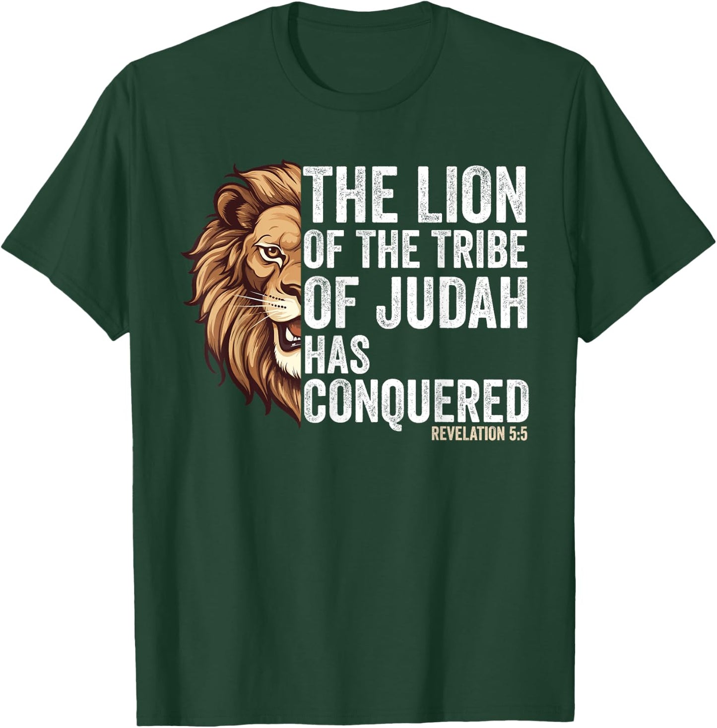 Lion of Judah Jesus Revelation Bible Verse Christian T-Shirt - T-Shirt | Forest