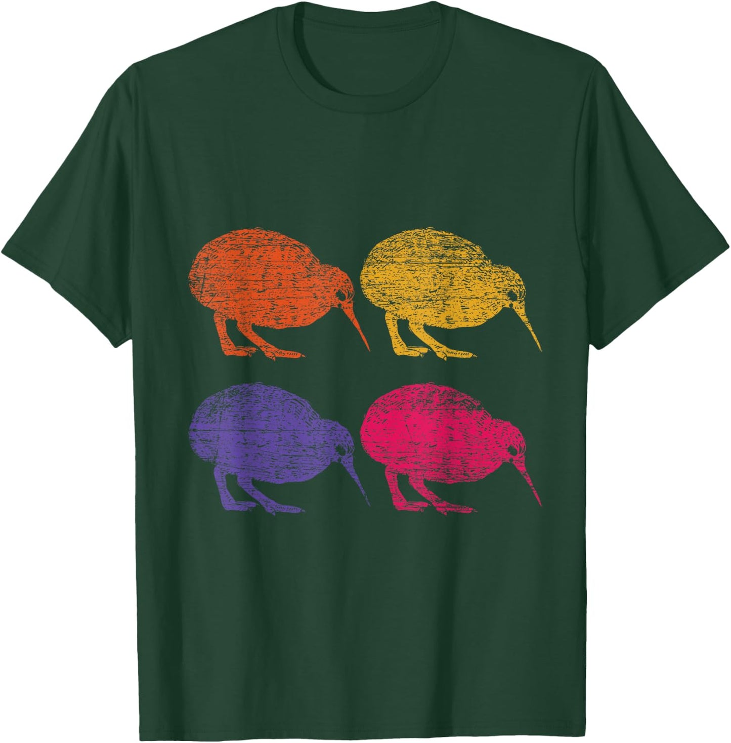 Cute Bird Retro Kiwi NZ New Zealand T-Shirt - T-Shirt | Forest