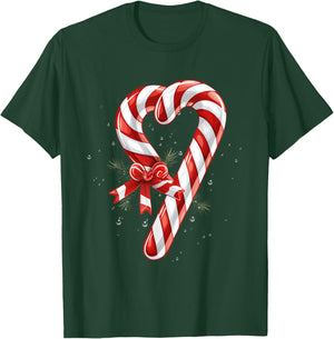 Giant Candy Cane Heart Christmas Gifts Red and White Candy T-Shirt - T-Shirt | Forest