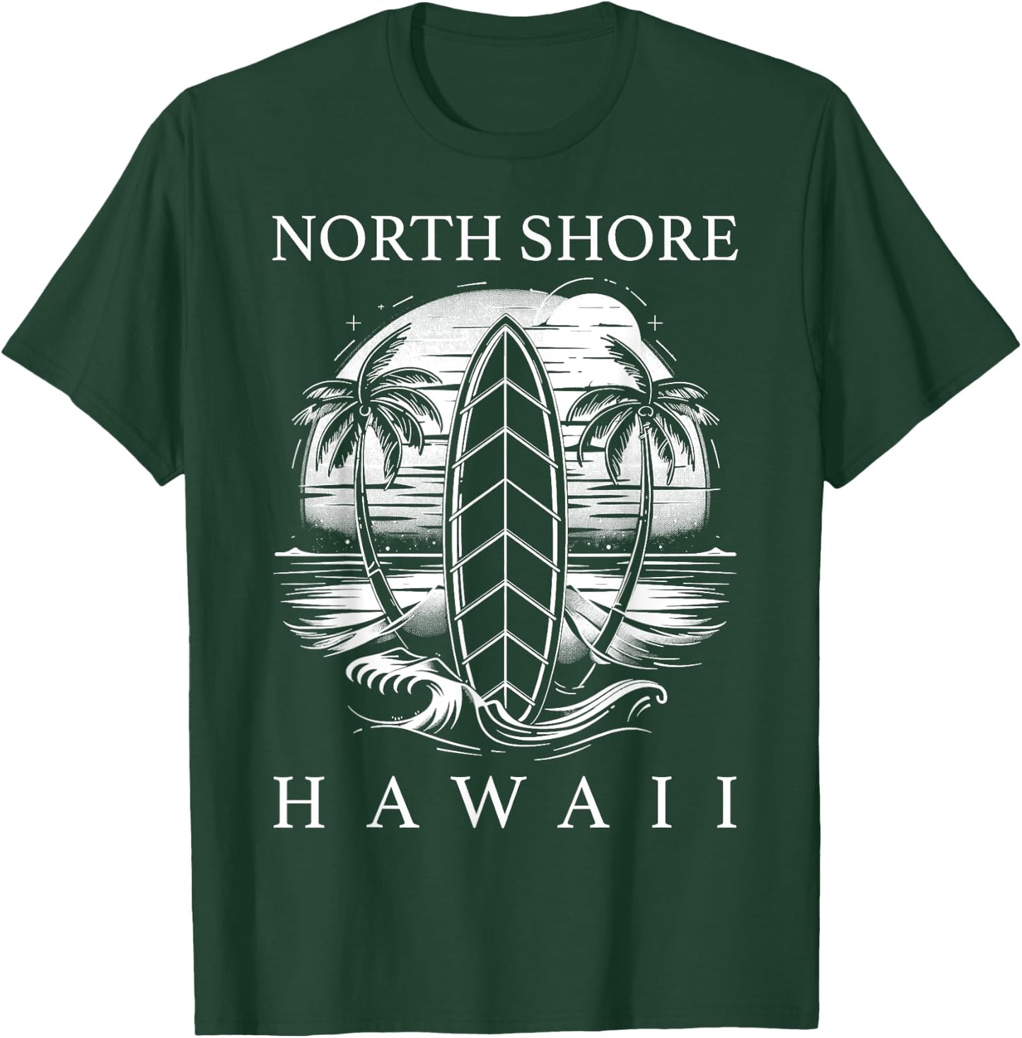 North Shore Hawaii Surf Hawaiian Oahu Vintage Surfing Surfer T-Shirt - T-Shirt | Forest