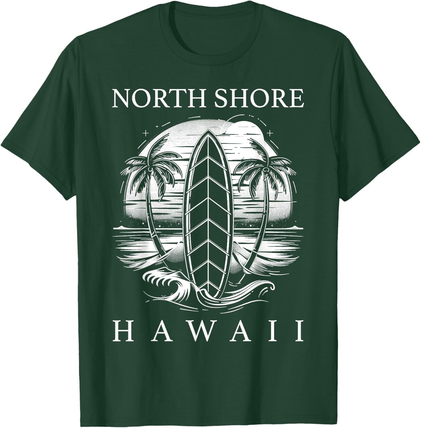 North Shore Hawaii Surf Hawaiian Oahu Vintage Surfing Surfer T-Shirt - T-Shirt | Forest