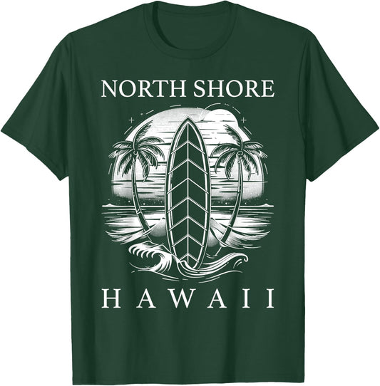 North Shore Hawaii Surf Hawaiian Oahu Vintage Surfing Surfer T-Shirt - T-Shirt | Forest