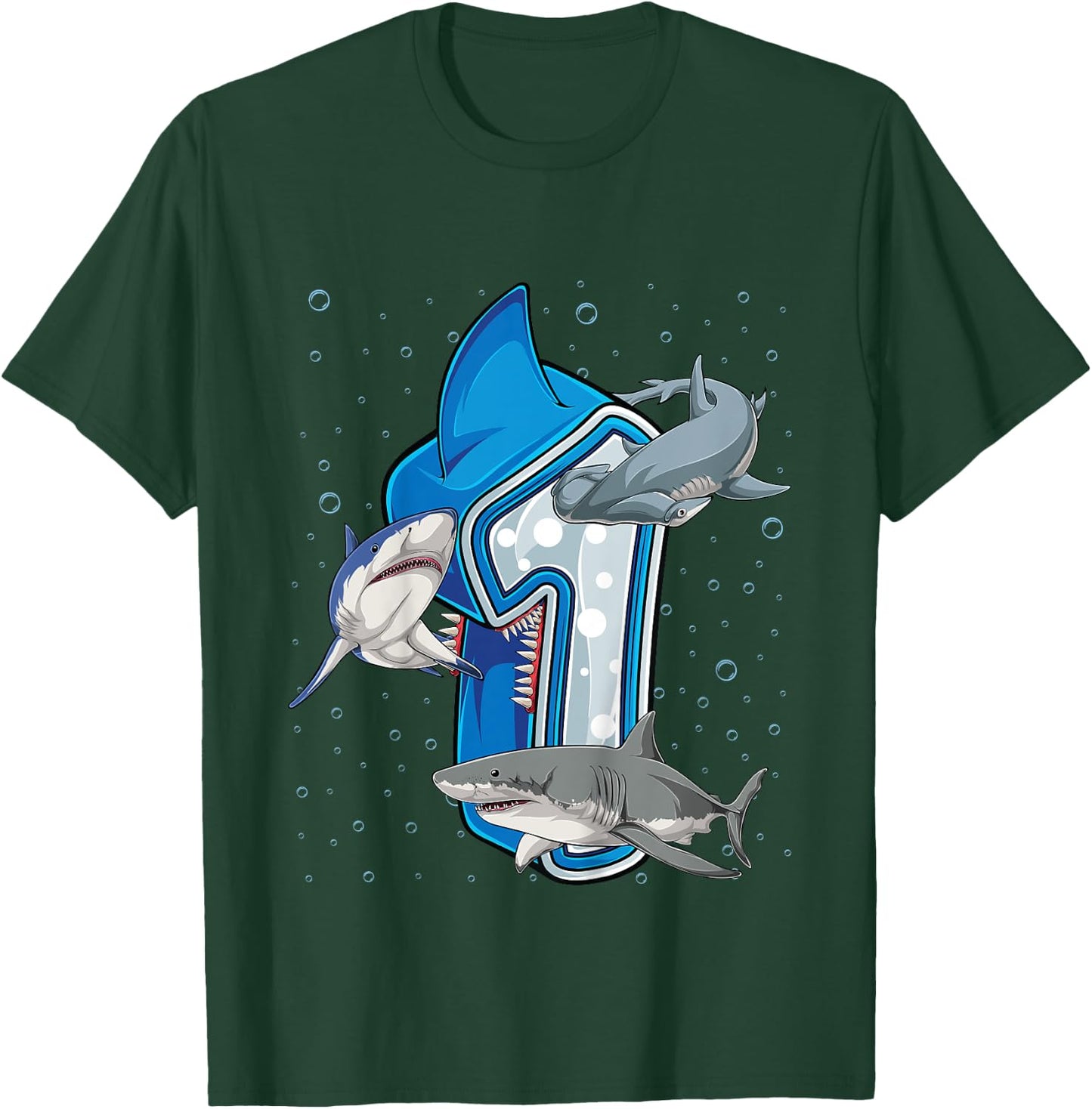 Kids 1st Birthday Boys Shark 1 year Old Ocean Shark B-day T-Shirt - T-Shirt | Forest