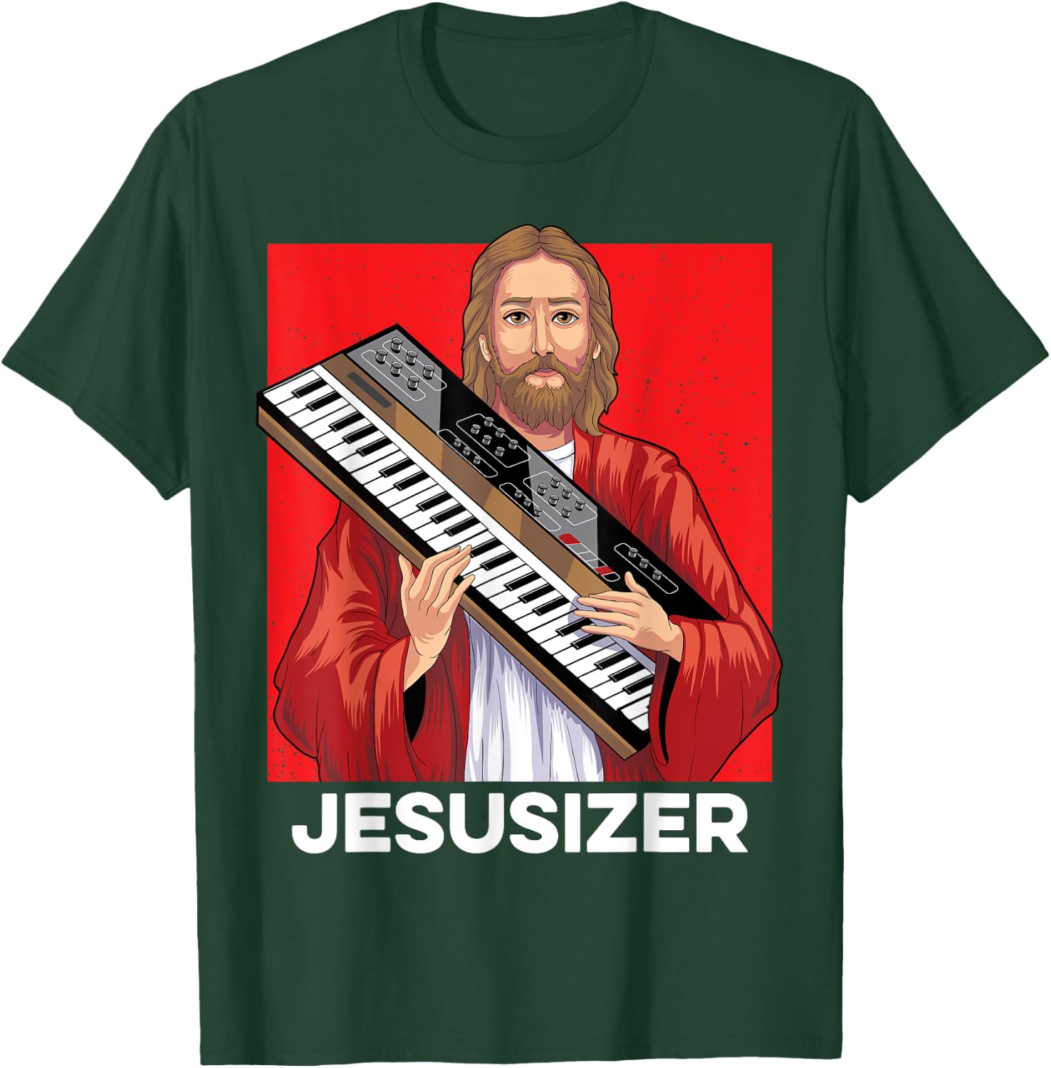 Jesusizer Holy Synthesizer Analog Jesus Synth Music Nerd T-Shirt - T-Shirt | Forest