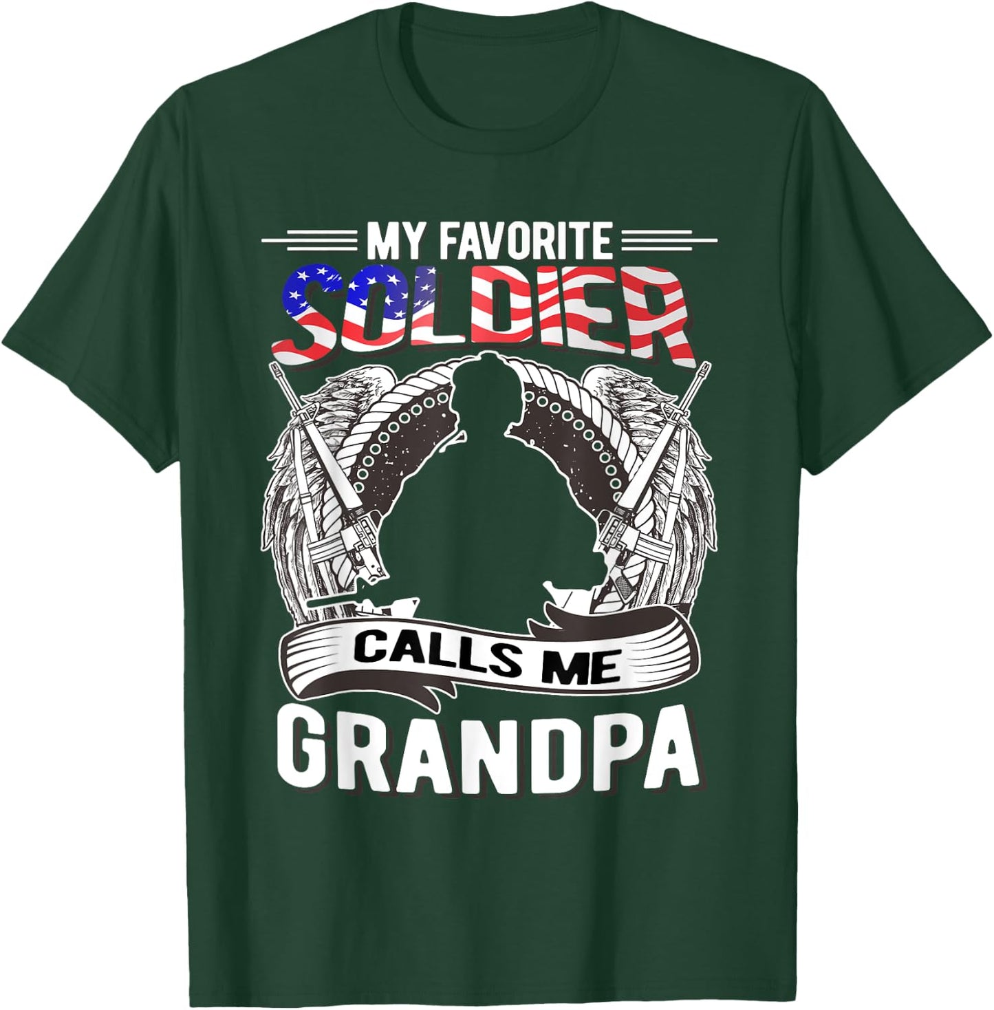 My Favorite Soldier Calls Me Grandpa Proud Army Grandfather T-Shirt - T-Shirt | Forest