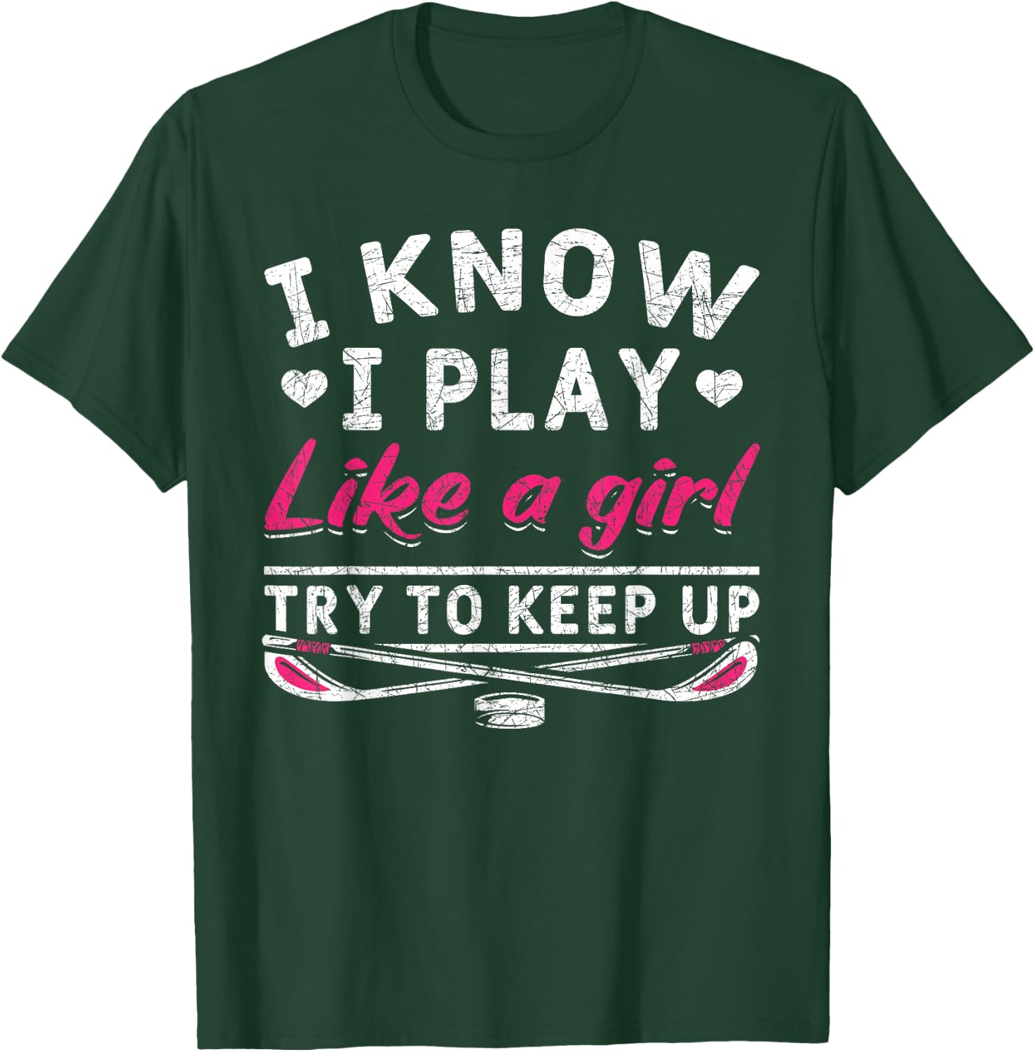 Hockey Player Women Girls Kids Gift Funny Ice Hockey T-Shirt - T-Shirt | Forest
