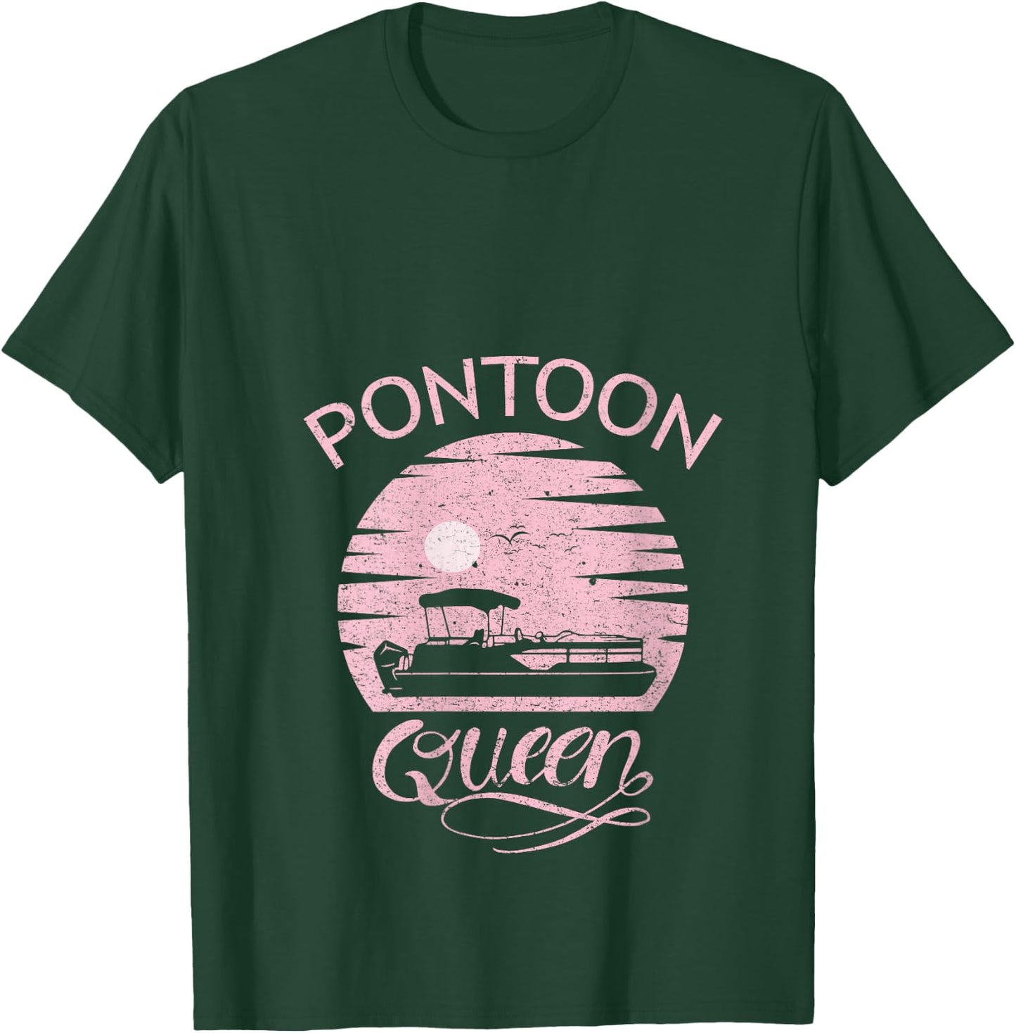 Pontoon Queen Design Funny Pontoon Boat Lover Girls Boating V-Neck T-Shirt - T-Shirt | Forest