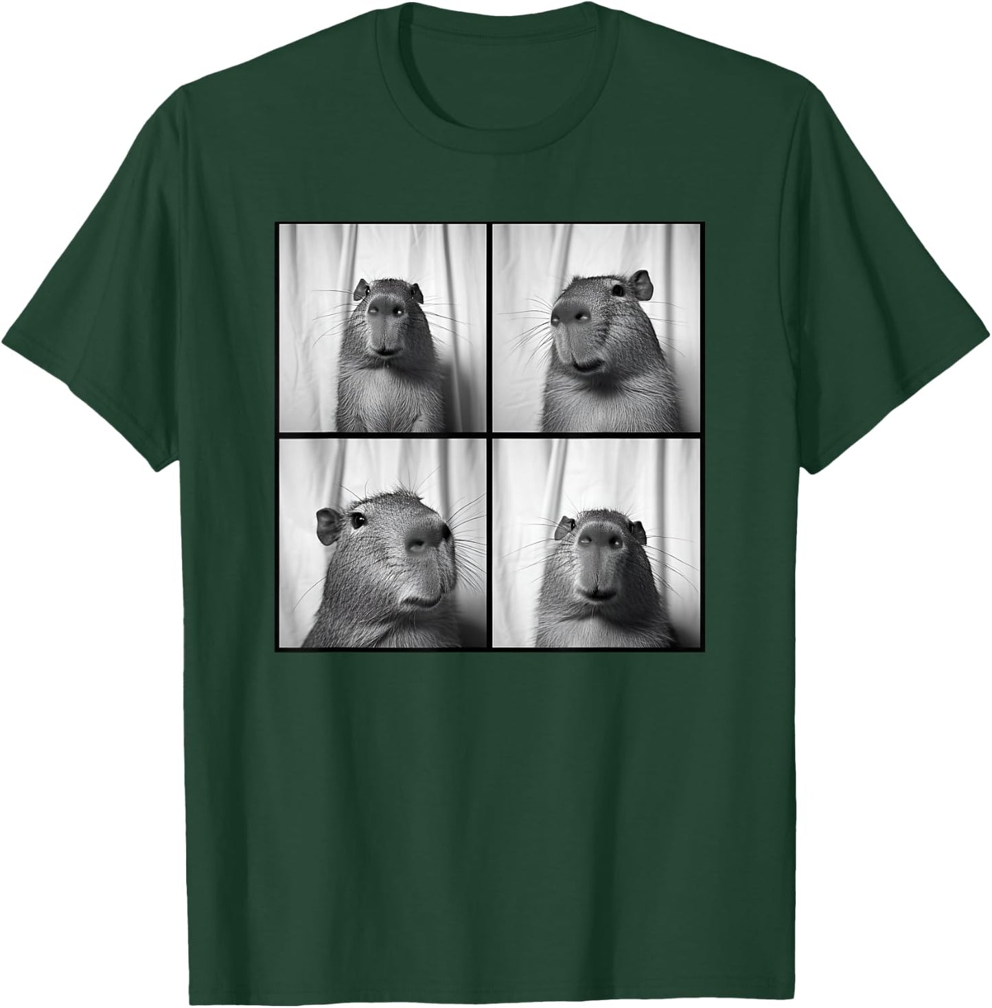 Capybara Capy Photobooth Picture Quirky Funny Odd Animal T-Shirt - T-Shirt | Forest