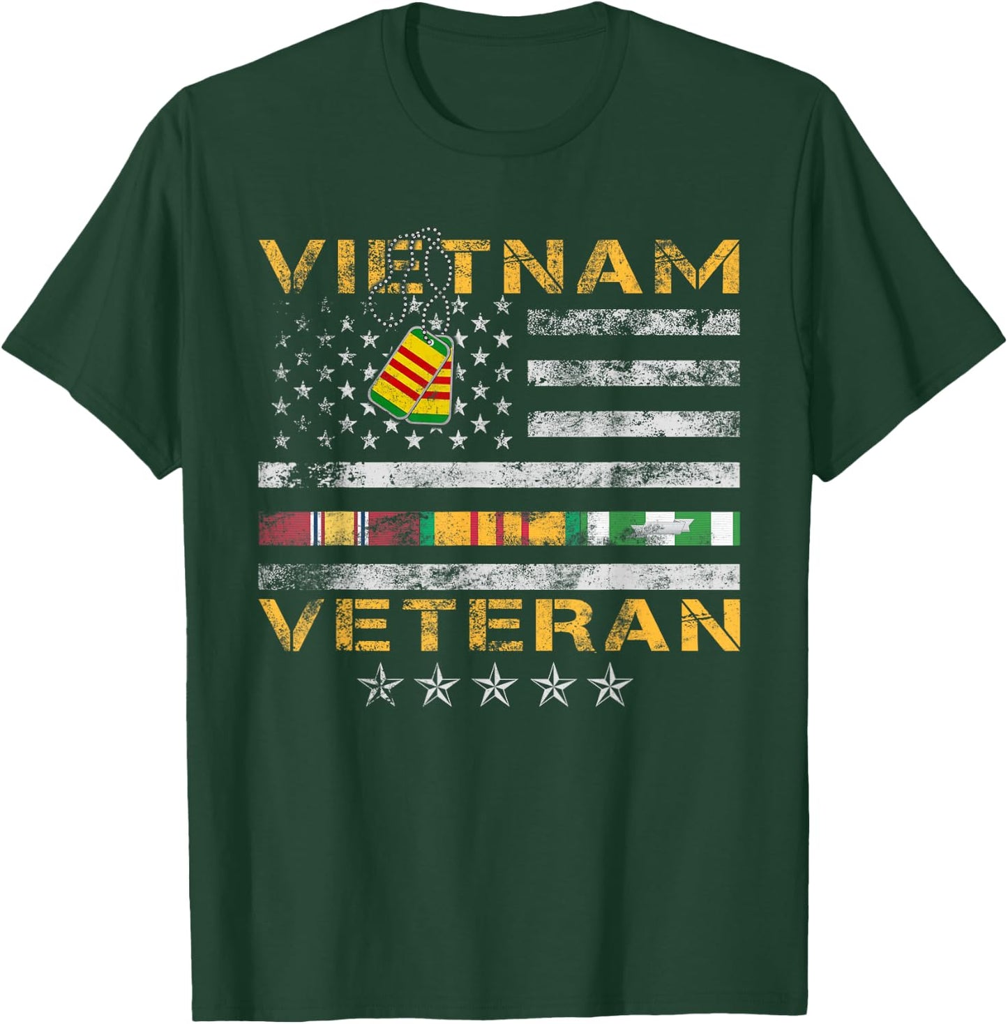 Proud Vietnam Veteran American Flag Shirt Vietnam War Vet T-Shirt - T-Shirt | Forest