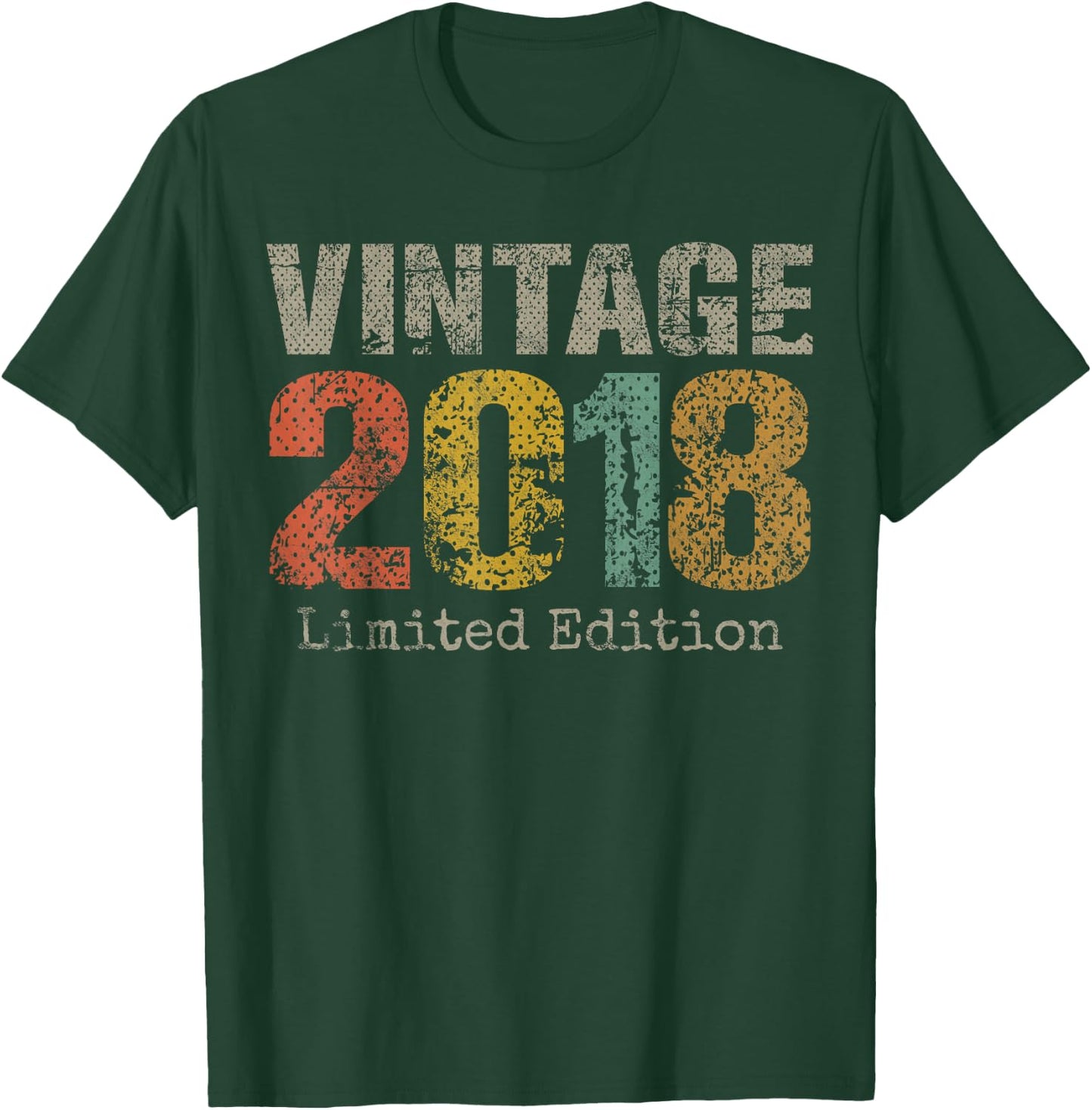 Vintage 2018 Limited Edition 7th Birthday Gifts 7 Year Old T-Shirt - T-Shirt | Forest