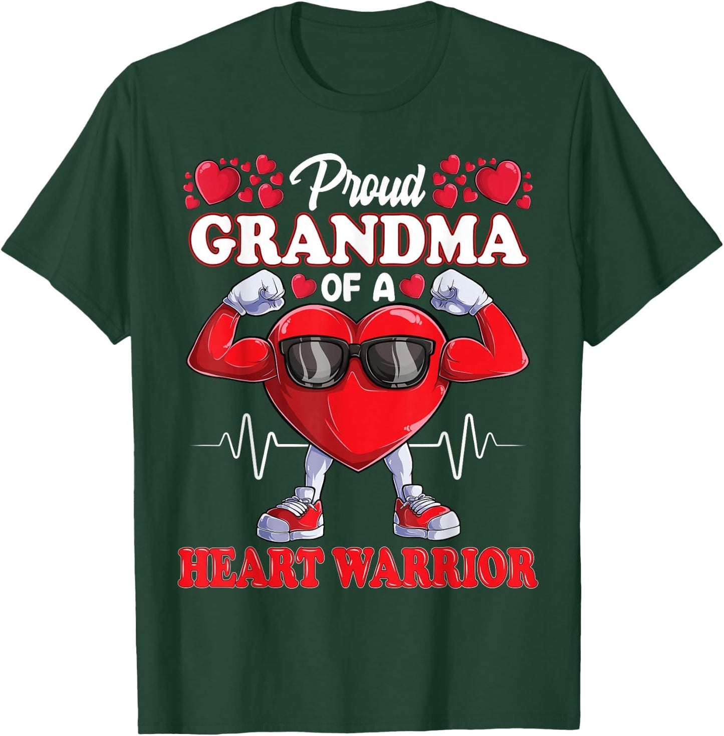 Proud Grandma of a Heart Warrior CHD Awareness T-Shirt - T-Shirt | Forest