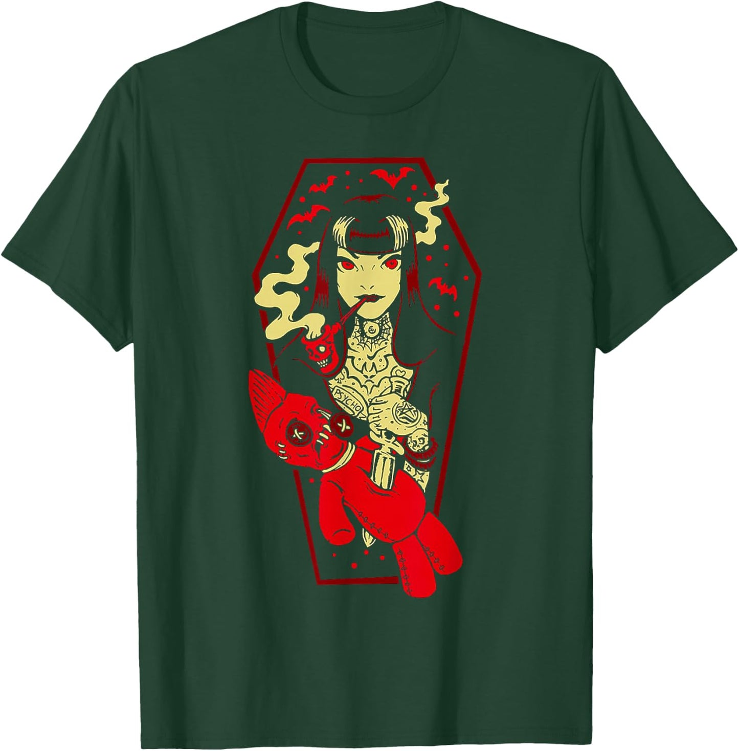 Horror Art - Voodoo Witch - Psychobilly Punk Art T-Shirt - T-Shirt | Forest