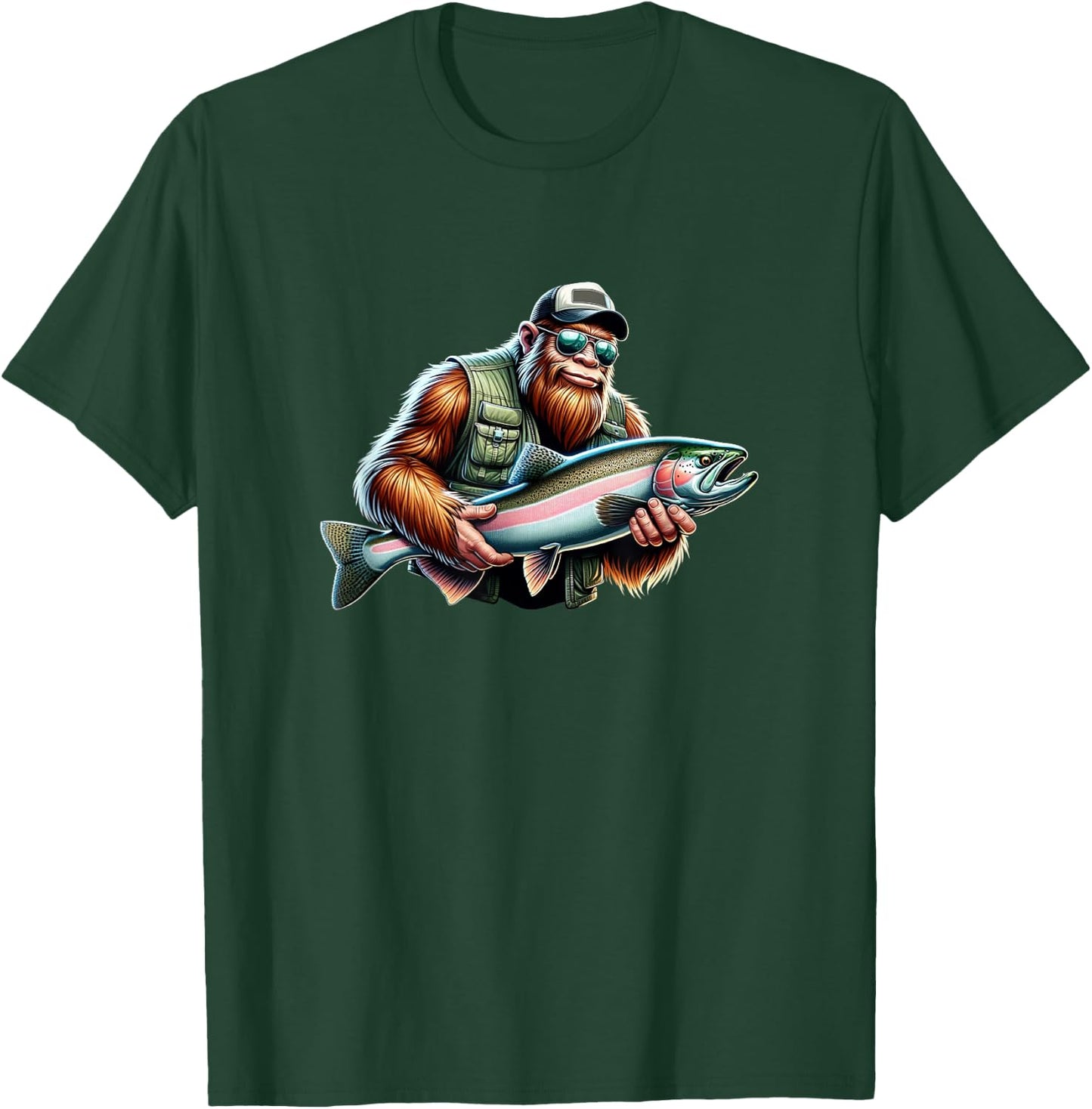 Bigfoot Fisherman - Fishing Steelhead T-Shirt - T-Shirt | Forest