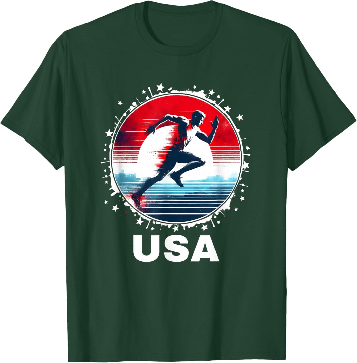 Track and Field USA Go USA Team USA Flag Track Field T-Shirt - T-Shirt | Forest