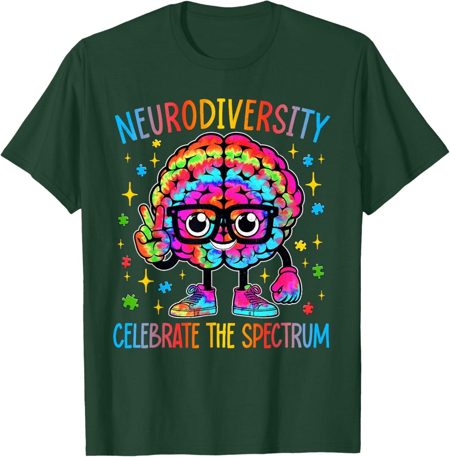 Neurodiversity Brain Autism Awareness ASD ADHD Men Women Kid T-Shirt - T-Shirt | Forest