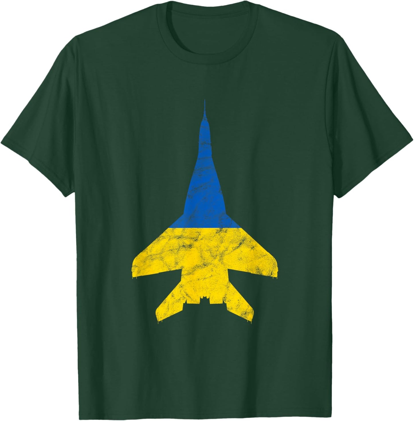 Ukraine MiG-29 Jet Fighter Airplane Vintage Flag Design T-Shirt - T-Shirt | Forest