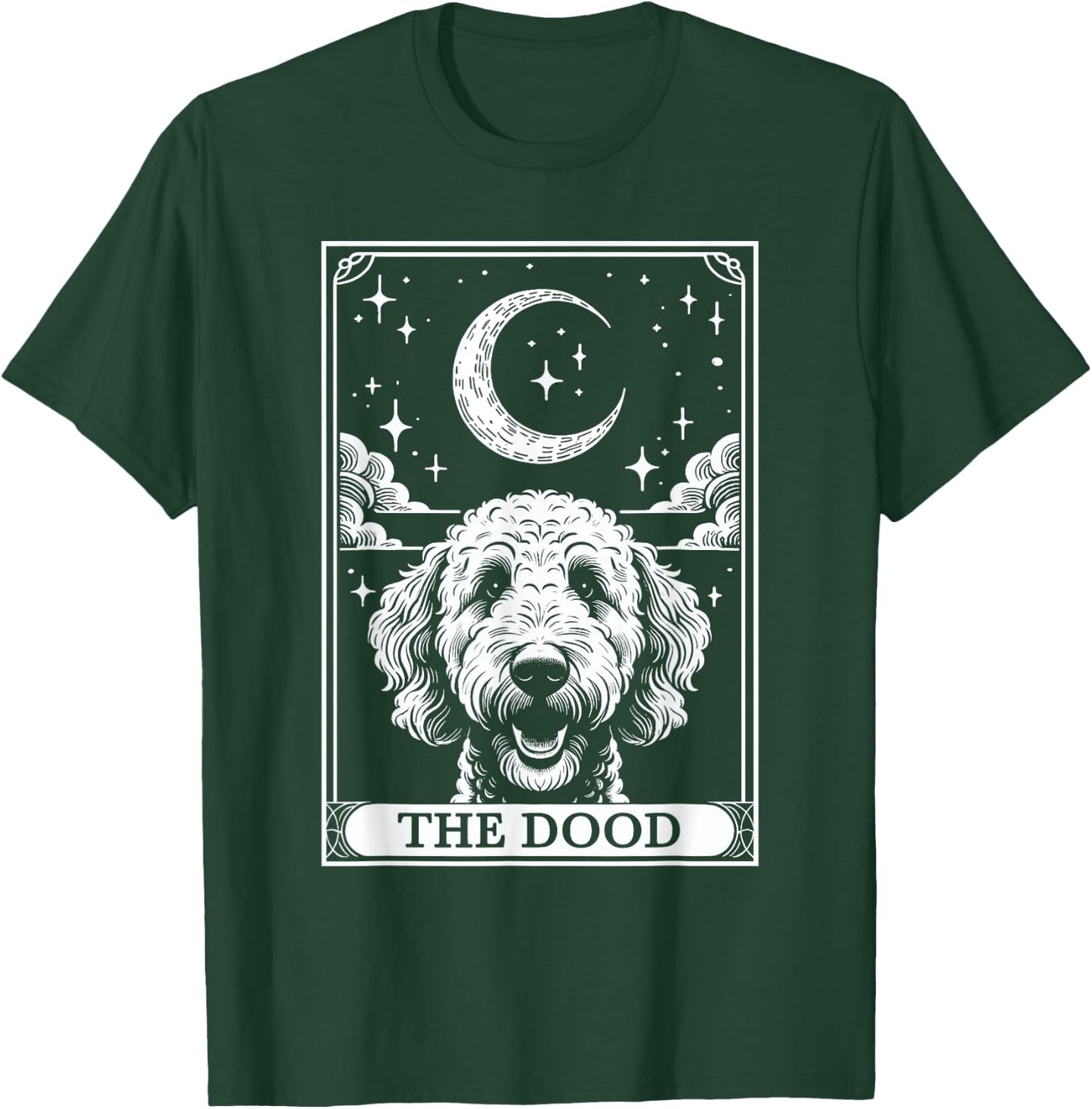 Tarot Card Vintage Crescent Moon The Dood Goldendoodle Mom T-Shirt - T-Shirt | Forest
