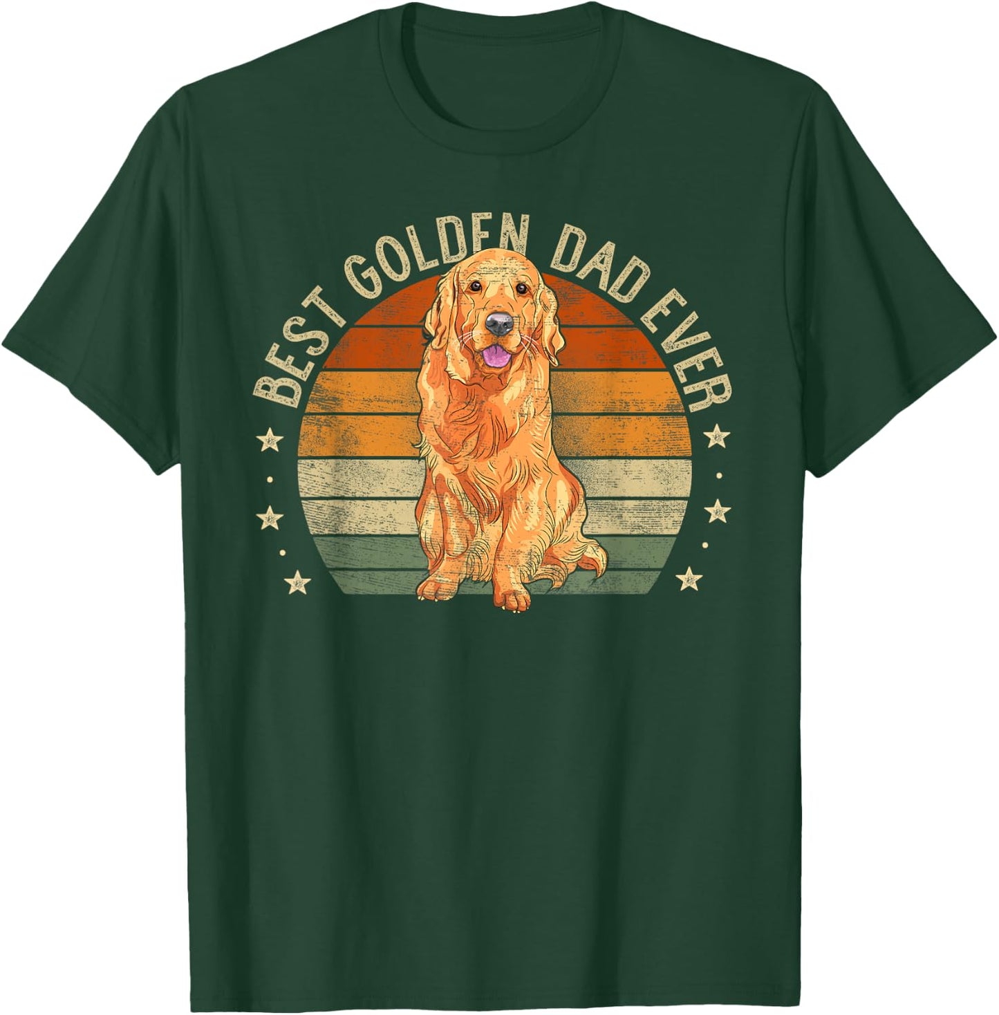 Best Golden Dad Ever Retro Golden Retriever Gifts Dog Daddy T-Shirt - T-Shirt | Forest