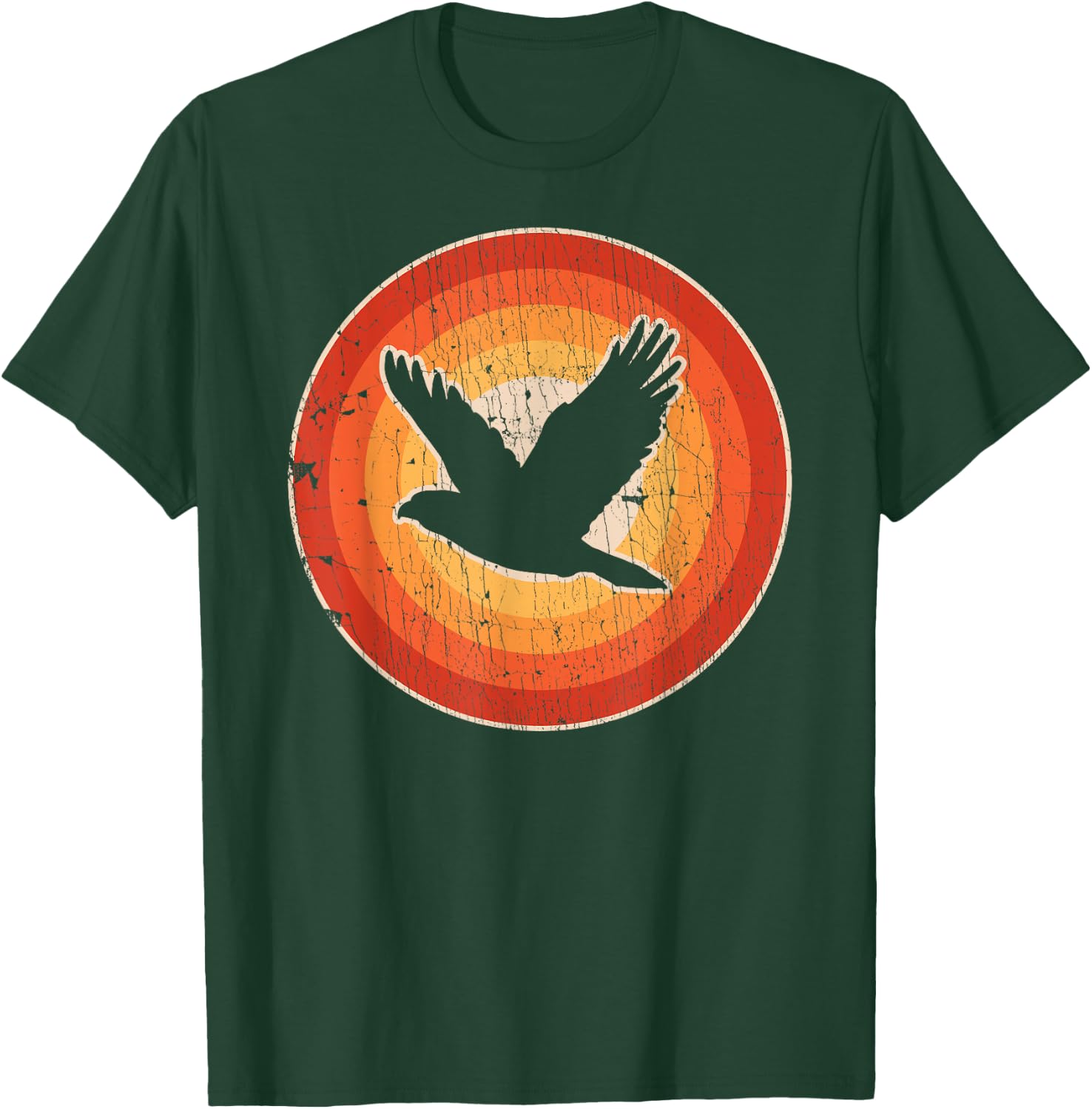 Falcon Retro Vintage 60s 70s Sunset Bird Lovers Men Women T-Shirt - T-Shirt | Forest