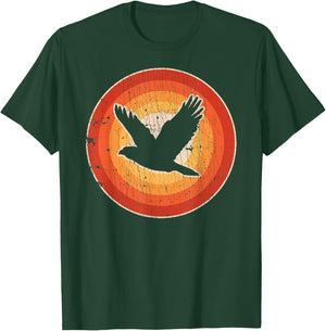Falcon Retro Vintage 60s 70s Sunset Bird Lovers Men Women T-Shirt - T-Shirt | Forest