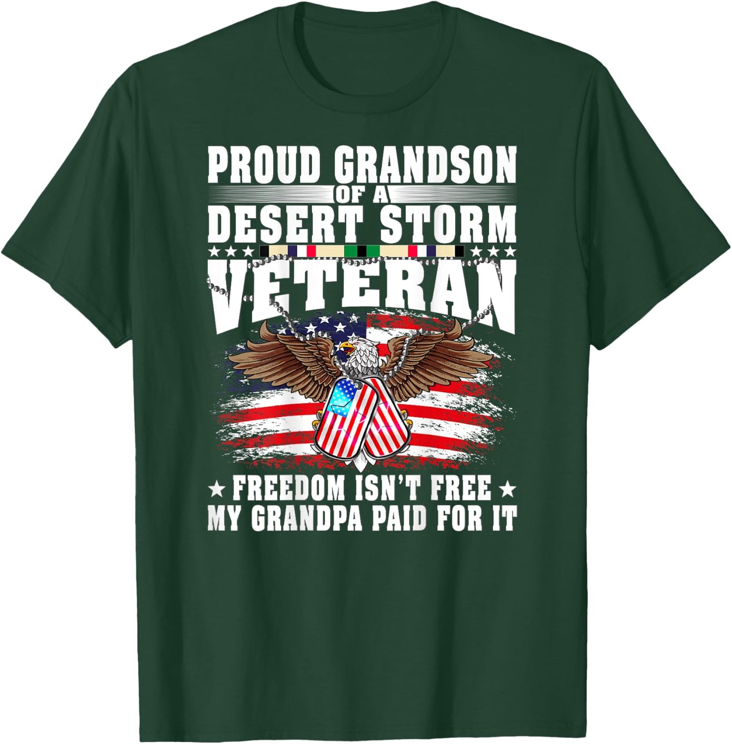 Proud Grandson Of Desert Storm Veteran Military Vet's Family T-Shirt - T-Shirt | Forest